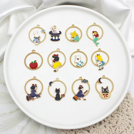 12 Pcs Alloy Enamel Cartoon Charms for DIY Jewelry Making V Boutique Studio