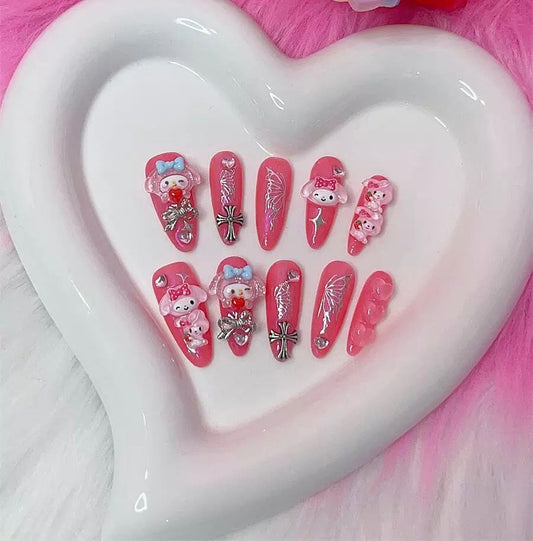 Strawberry Melody Press-on Nails V Boutique Studio