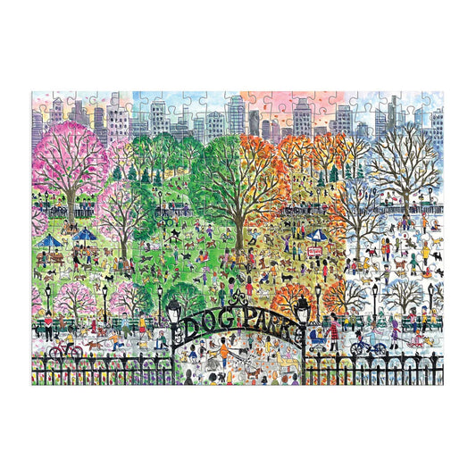Michael Storrings Dog Park in Four Seasons 250 Piece Wood Puzzle Galison