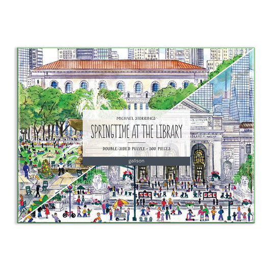 Michael Storrings Springtime at the Library 500 Piece Double-Sided Puzzle Galison