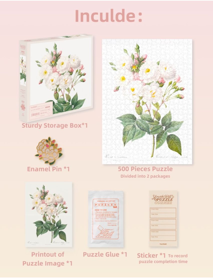 The Bibe of Roses (Pink) 500 Piece Jigsaw Puzzle