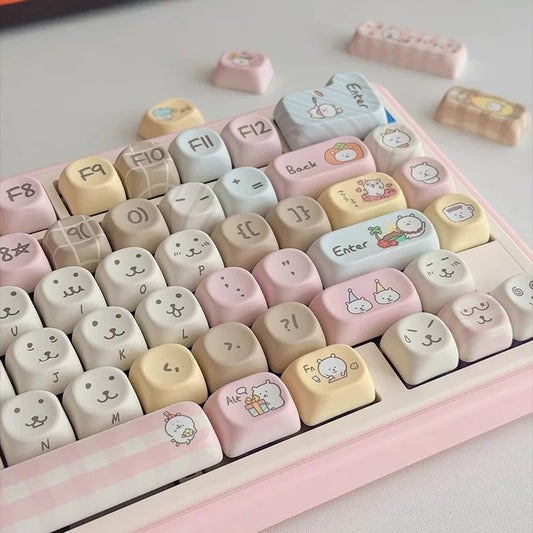 Kawaii Animal Keycaps – Soft Bear Design for Keyboards