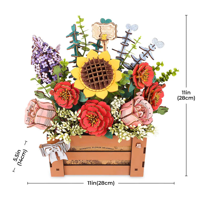 Romantic Wooden Flower Puzzle - Handcrafted 3D Floral Kit Robotime