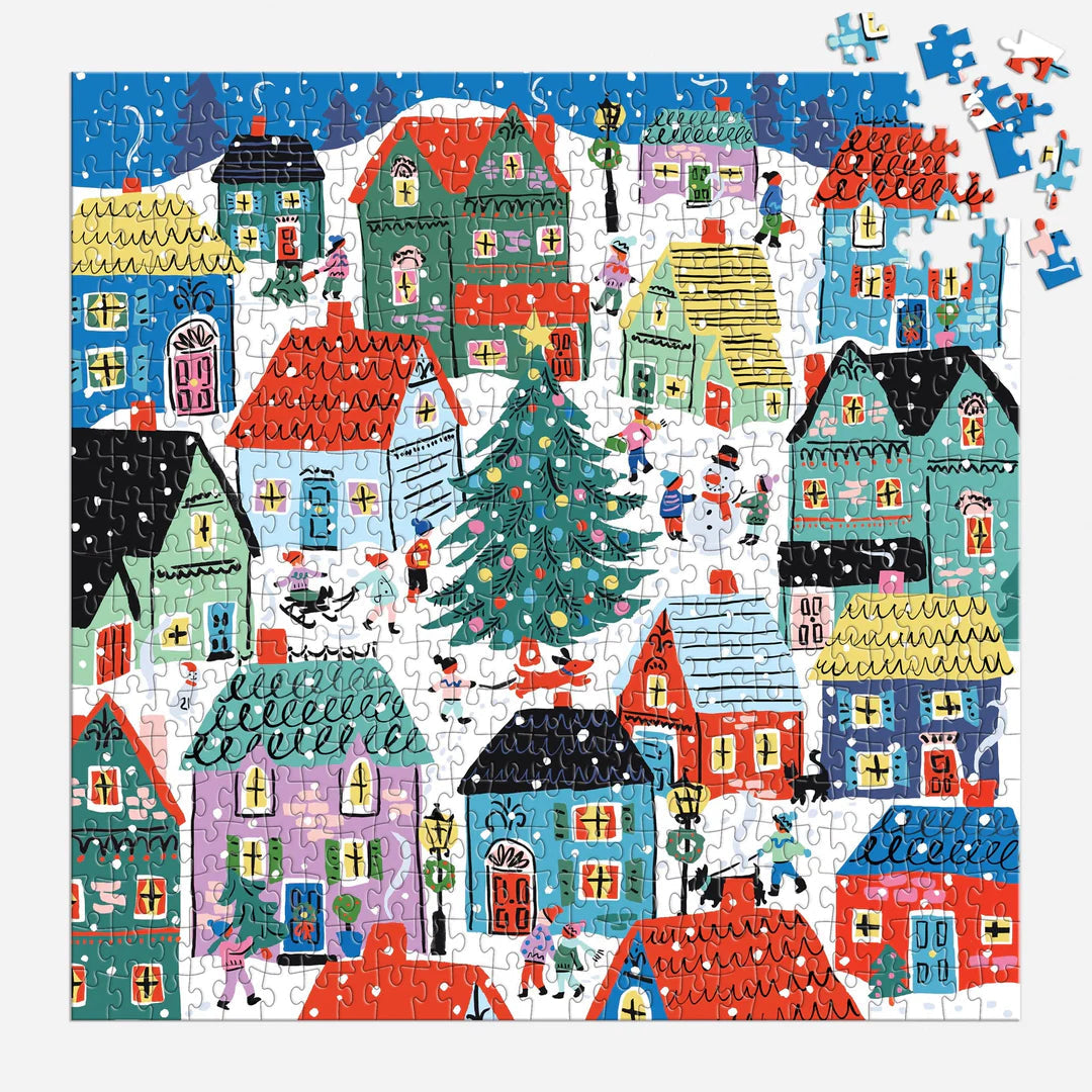 Christmas in the Village 500 Piece House Puzzle Galison