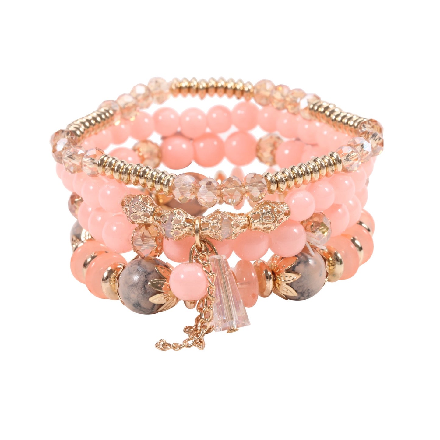 Elegant Crystal Beaded Bracelet Stack – Multi-Layer Fashion Jewelry