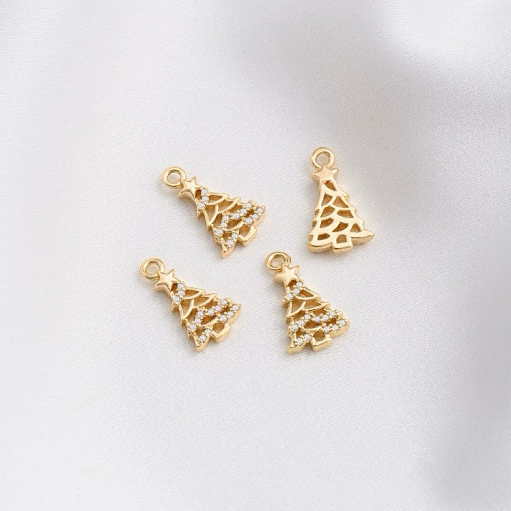 Elegant 14K Gold Christmas Enamel Charms for DIY Jewelry Making V Boutique Studio