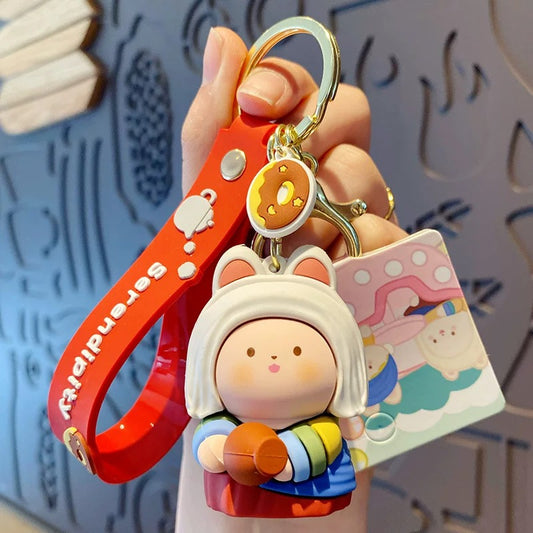 Cartoon Bunny Buds Keychain Series – Inspired by Classic Art