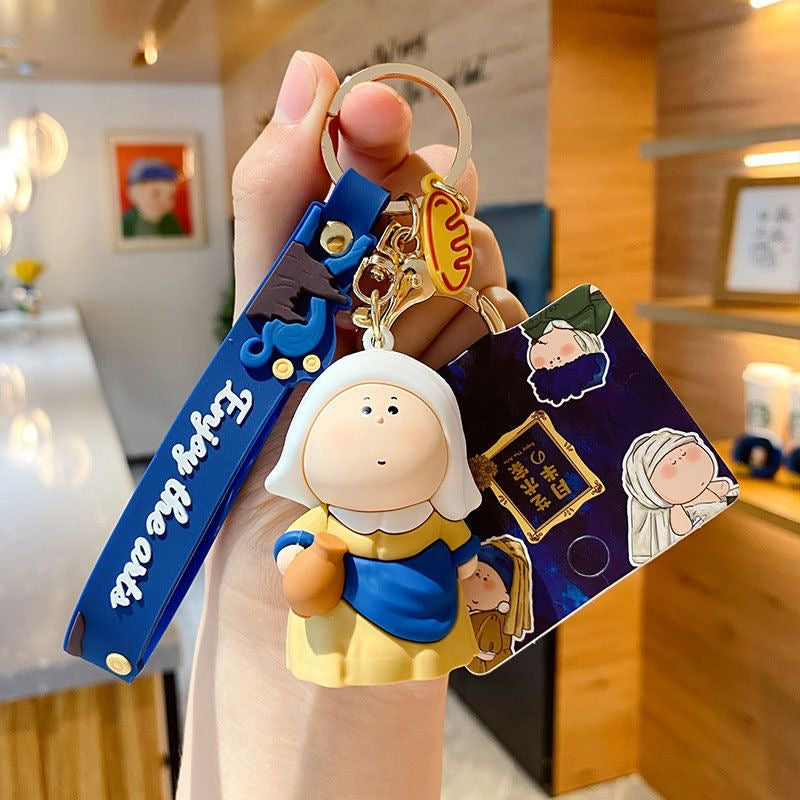 Cartoon Artist Keychain – Cute Accessories Inspired by Famous Paintings