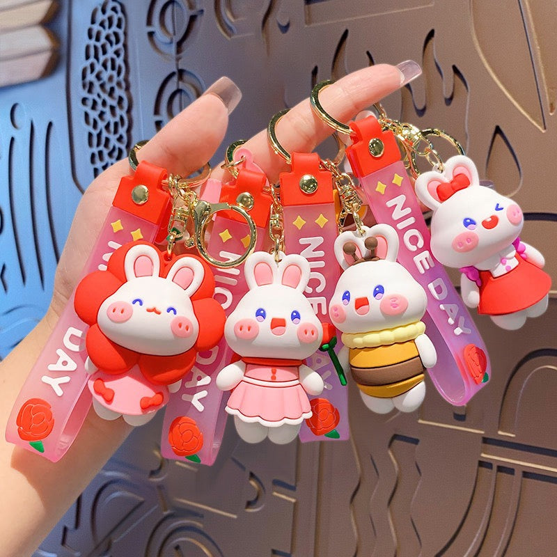 Sweet Flower Bunny Keychain