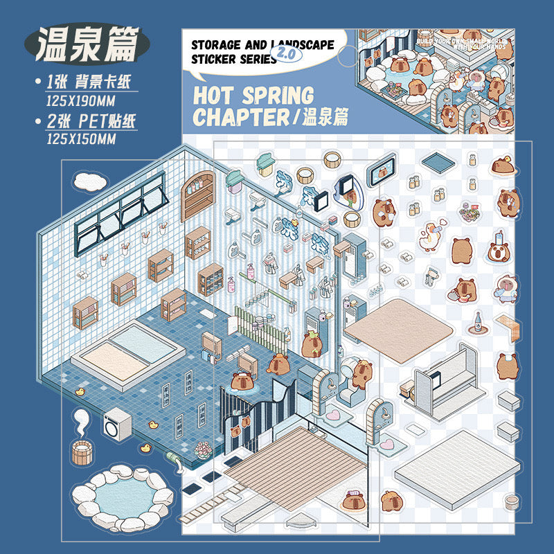 Mini World 3D Scene Stickers – DIY Room Kit for Journals & Crafts