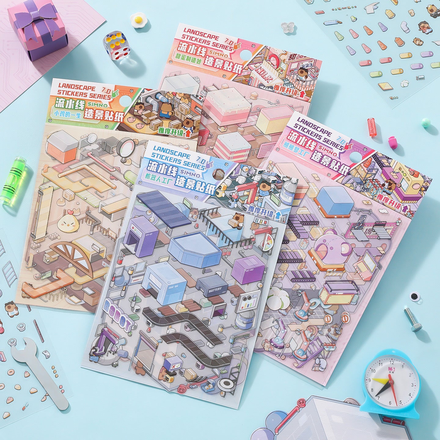 Factory Miniature Sticker Kit β 3D DIY Scene for Journals & Crafts