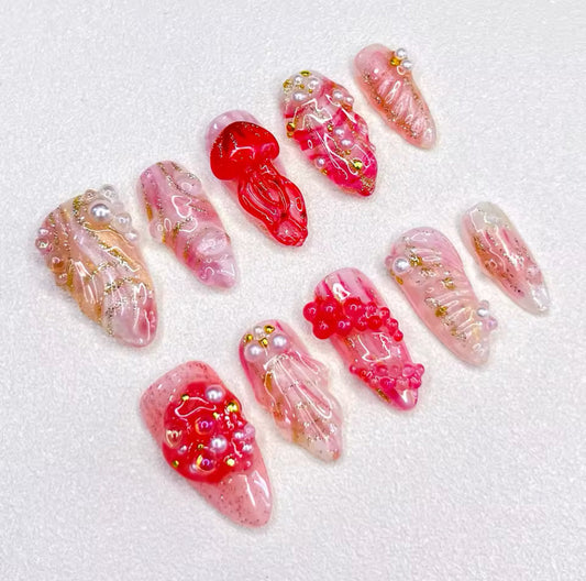 Pink Pearl Paradise Press-on Nails V Boutique Studio