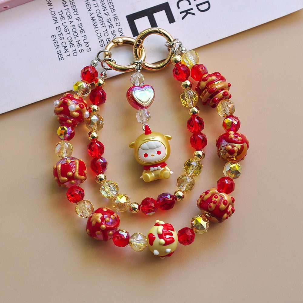 Hand Drawn Pearl Crystal Phone Lanyard