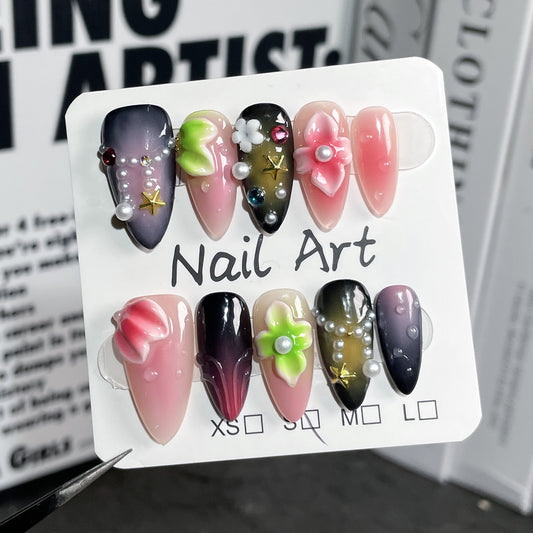 Fantasy Pearl Flower Ocean Press-on Nails V Boutique Studio
