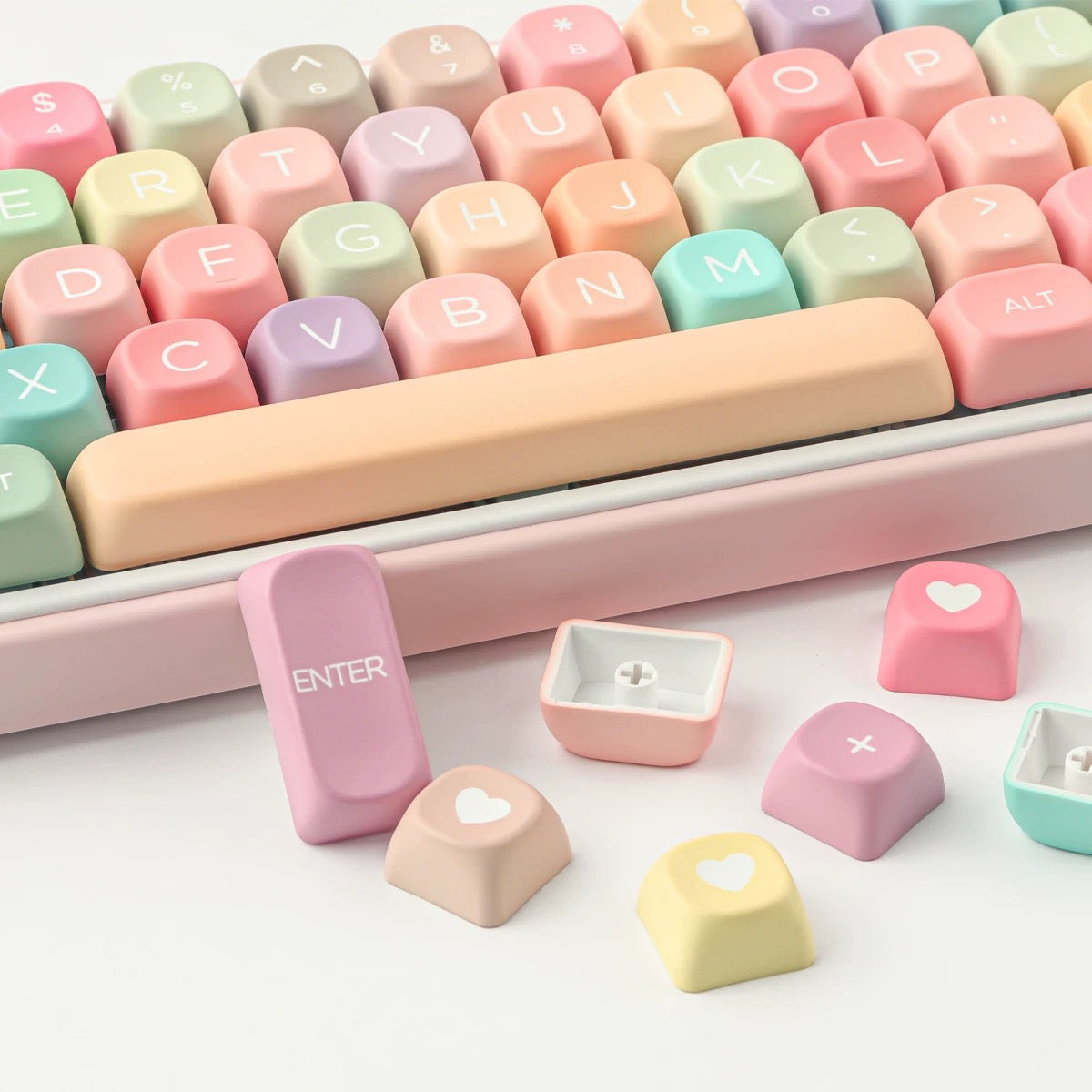Candy Rainbow Keycaps Set – MOA Profile PBT for Mechanical Keyboards
