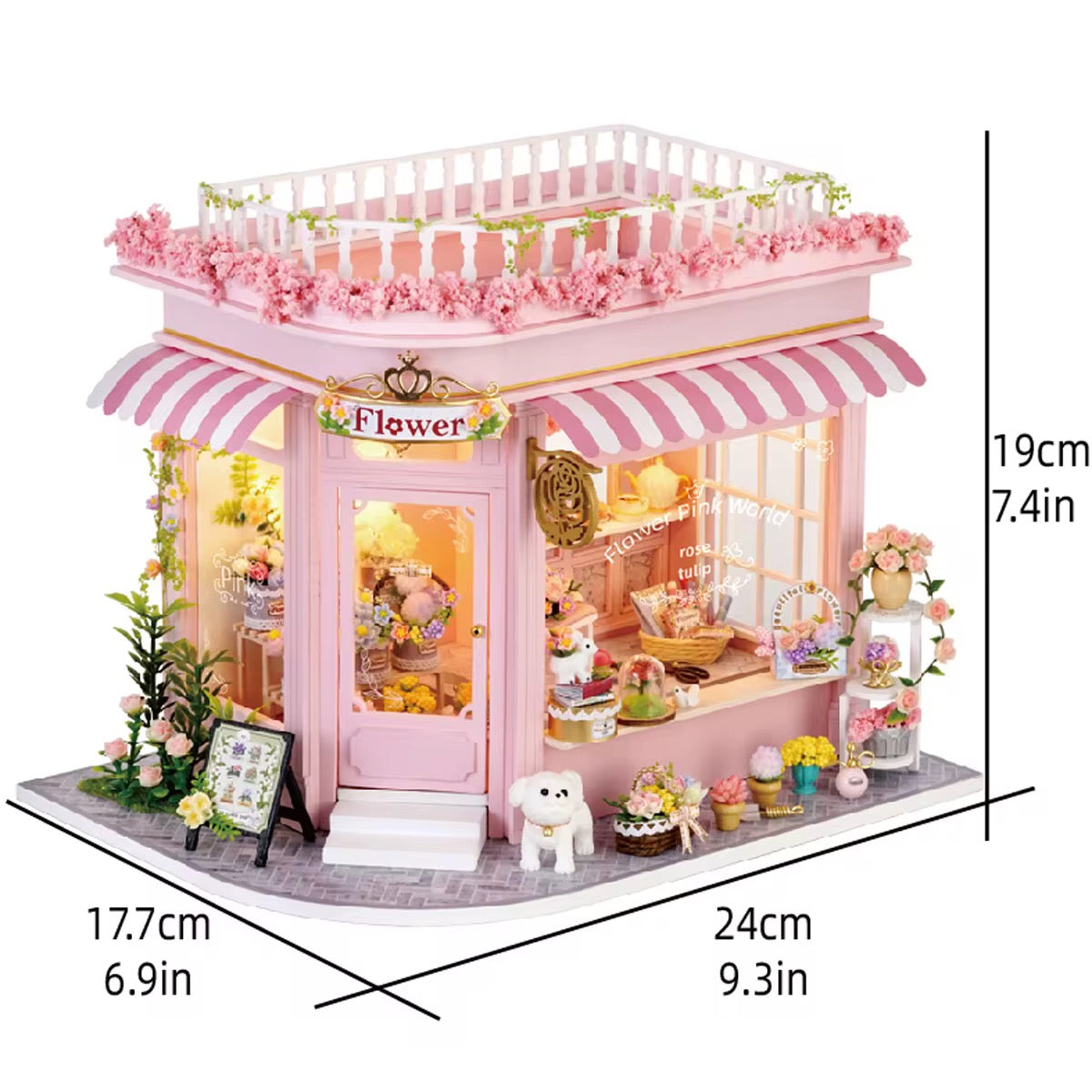 Flower Shop Miniature House – DIY Pink Floral Kit for Crafters Cute Room