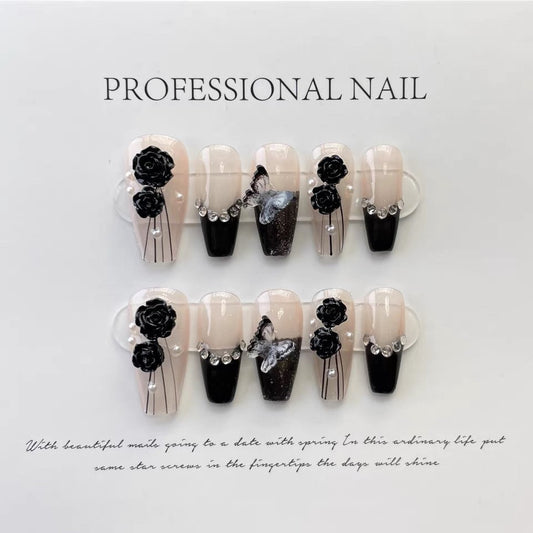 Black Rose Dream Press-on Nails V Boutique Studio