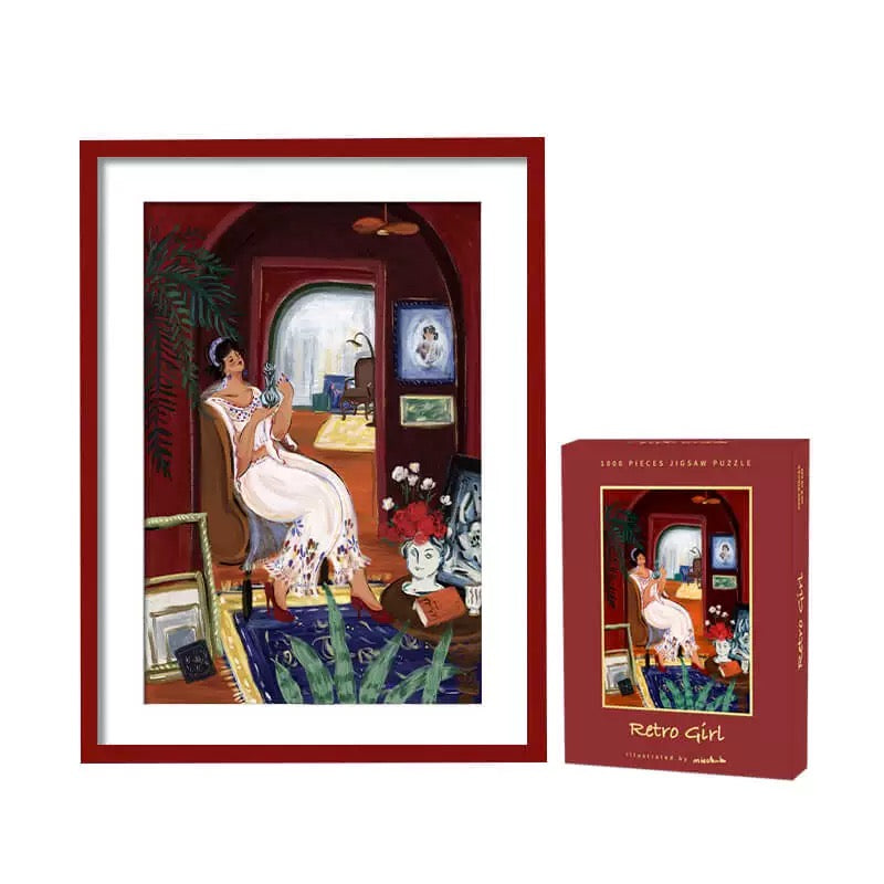 Retro Girl 1000 Piece Art Jigsaw Puzzle