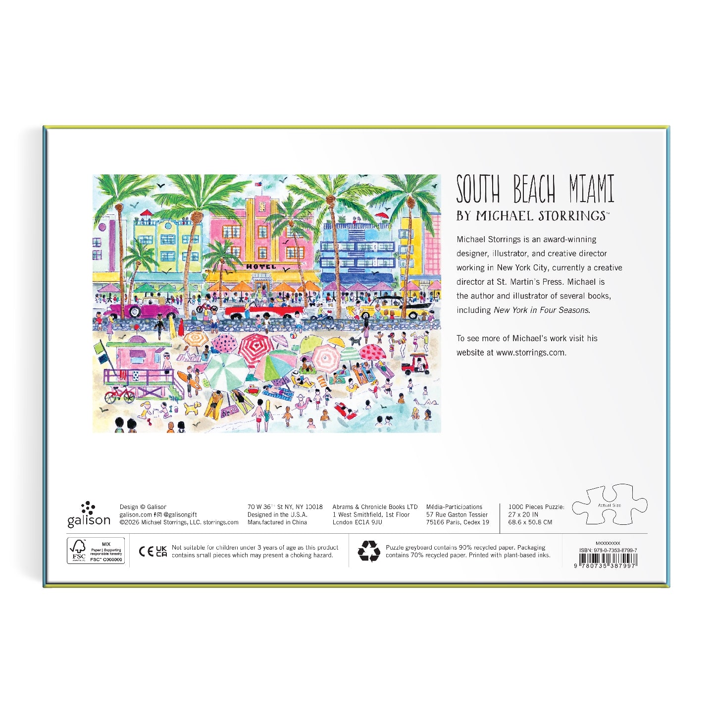 Michael Storrings South Beach Miami 1000 Piece Puzzle