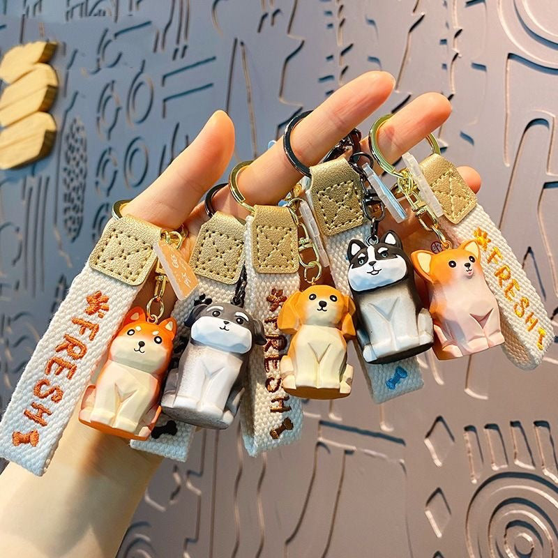 Cute Wood Carving Dog Keychain V Boutique Studio-New