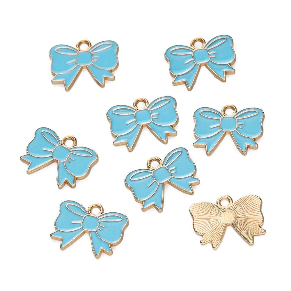 Colorful Bow Alloy Charms for Jewelry Making - Cute DIY & Craft Projects (Set of 8)