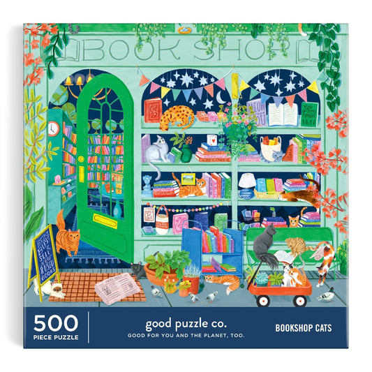 Good Puzzle Co. Bookshop Cats 500 Piece Puzzle Galison