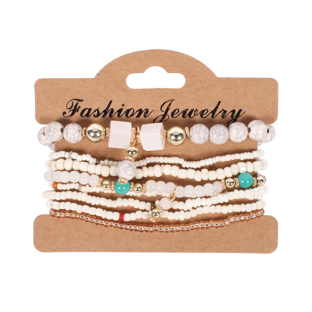 Beaded Bracelet Stack – Multi-Layer Colorful Jewelry for Women