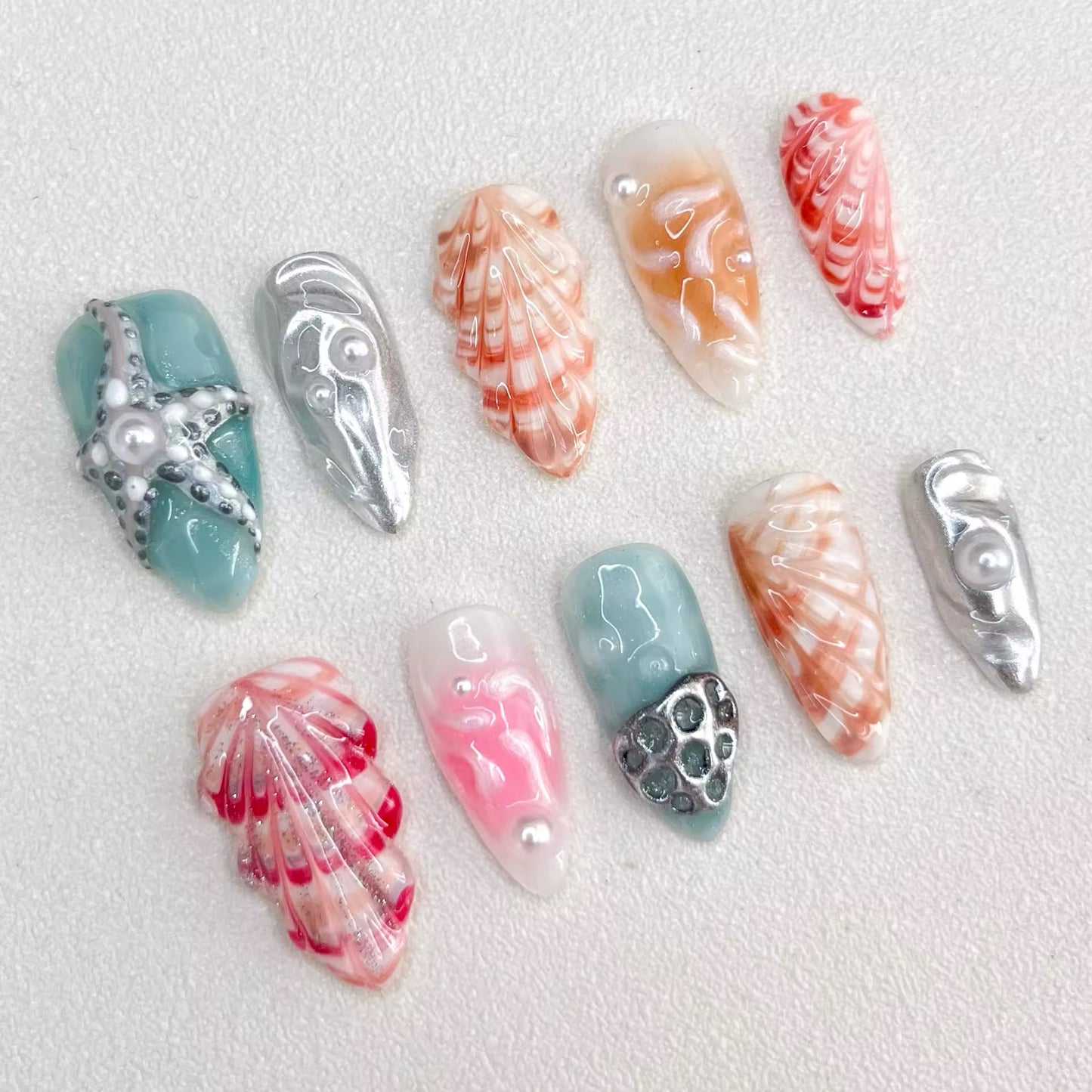 Ocean Dreams Seashell Press-On Nails