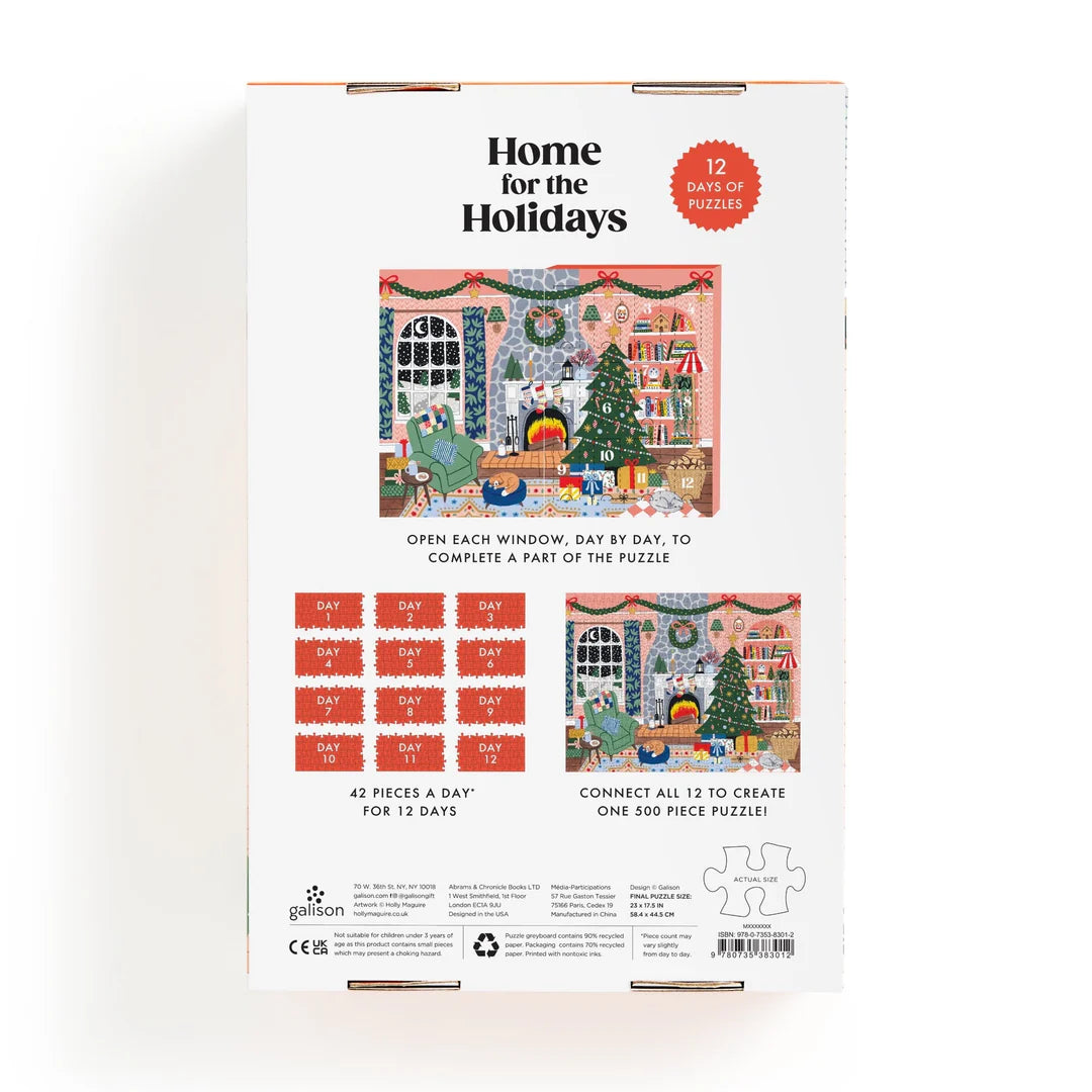 Home for the Holidays 500 Piece Advent Puzzle Calendar Galison
