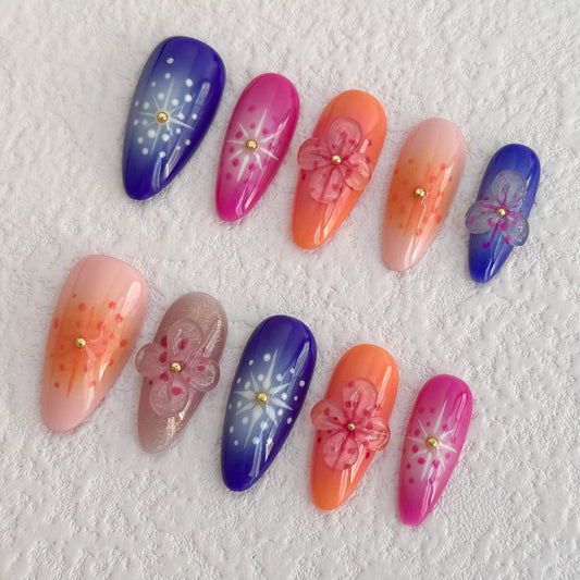 Galaxy Floral Press-on Nails