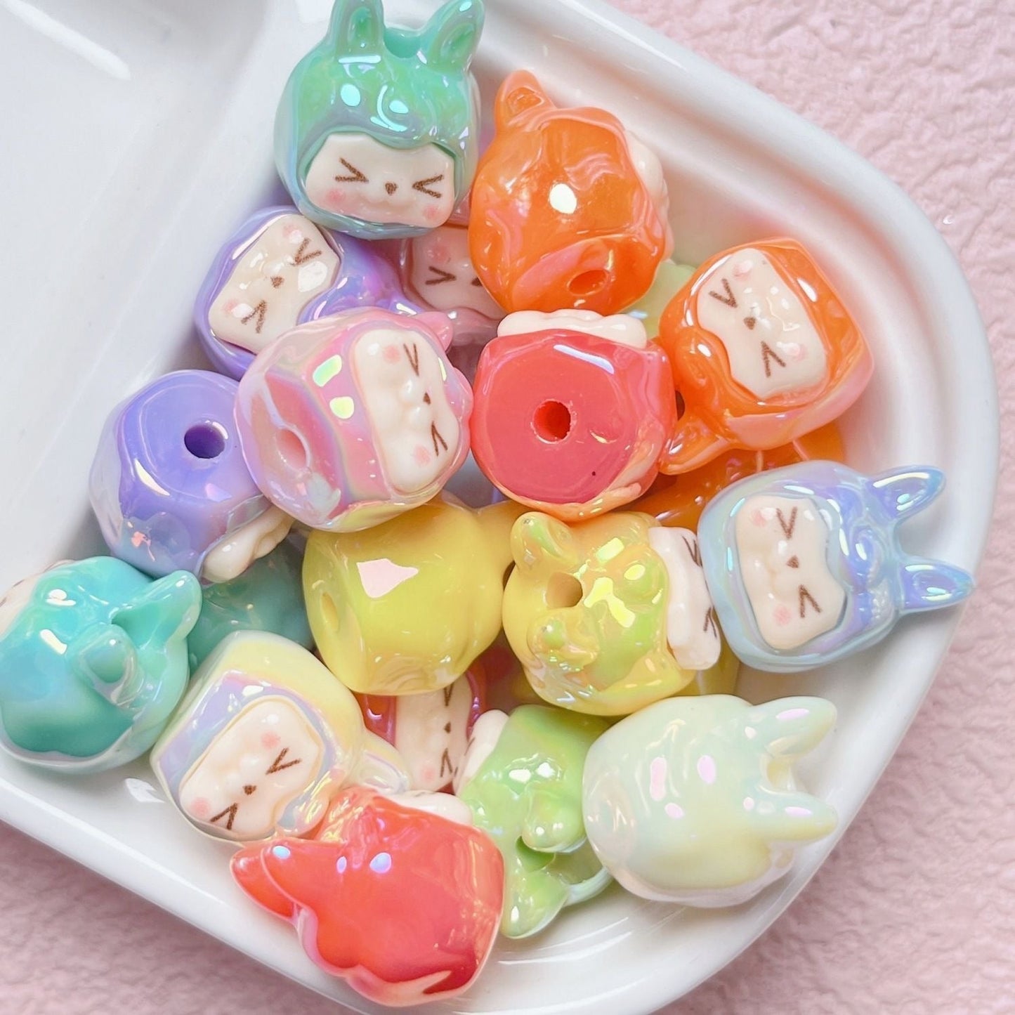 Iridescent Kawaii Animal Beads – Pastel Resin Charms for DIY Jewelry & Crafts V Boutique Studio