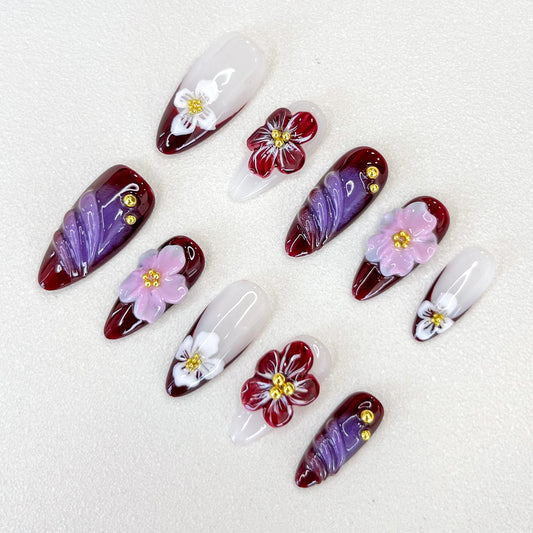 Crimson Elegance Press-on Nails
