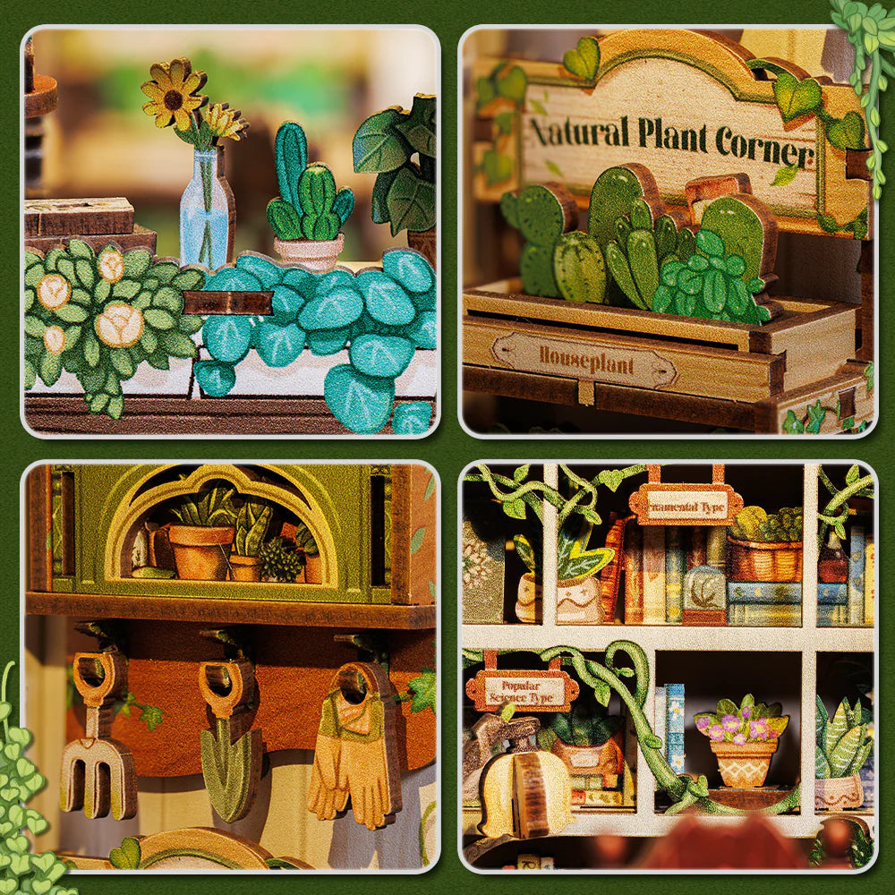 Green Life Bookshop – DIY Wooden Miniature Book Nook Kit