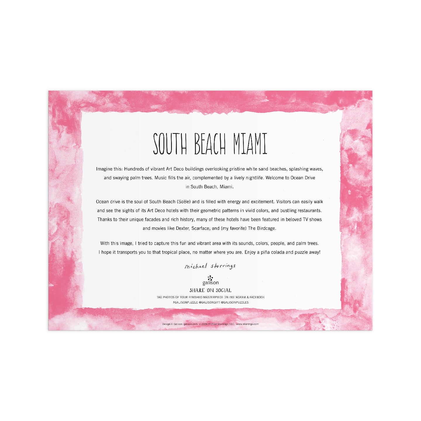 Michael Storrings South Beach Miami 1000 Piece Puzzle