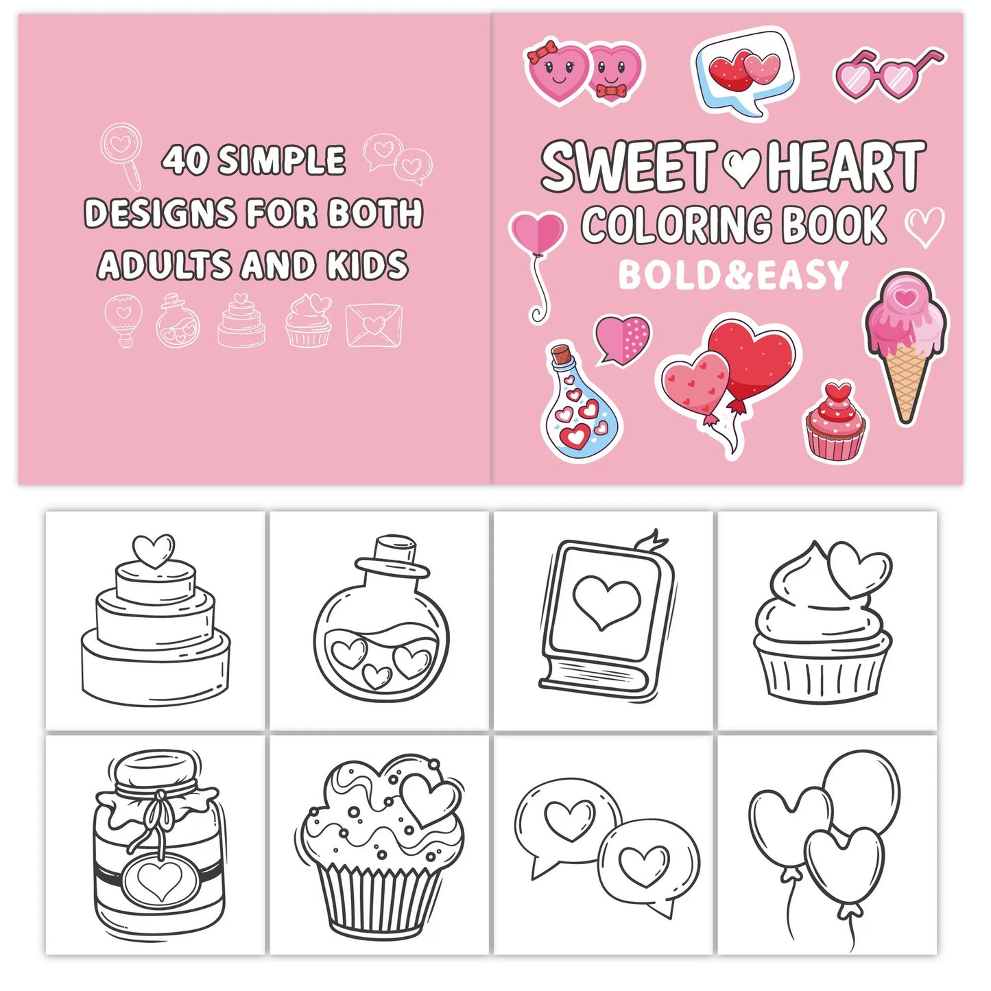 Sweet Heart Coloring Book – Cute & Easy Valentine-Themed Illustrations
