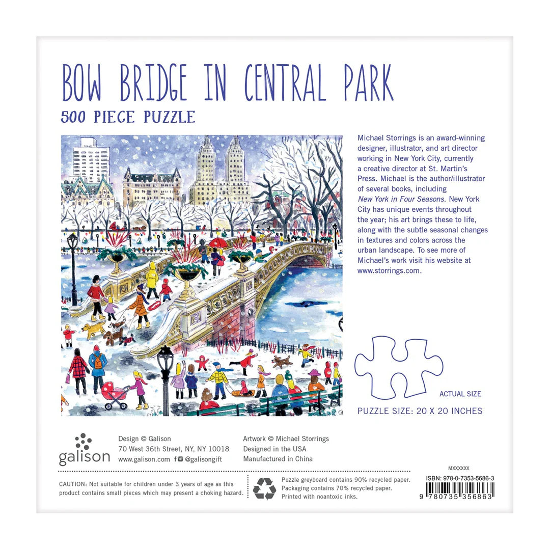 Michael Storrings Bow Bridge In Central Park 500 Piece Jigsaw Puzzle Galison