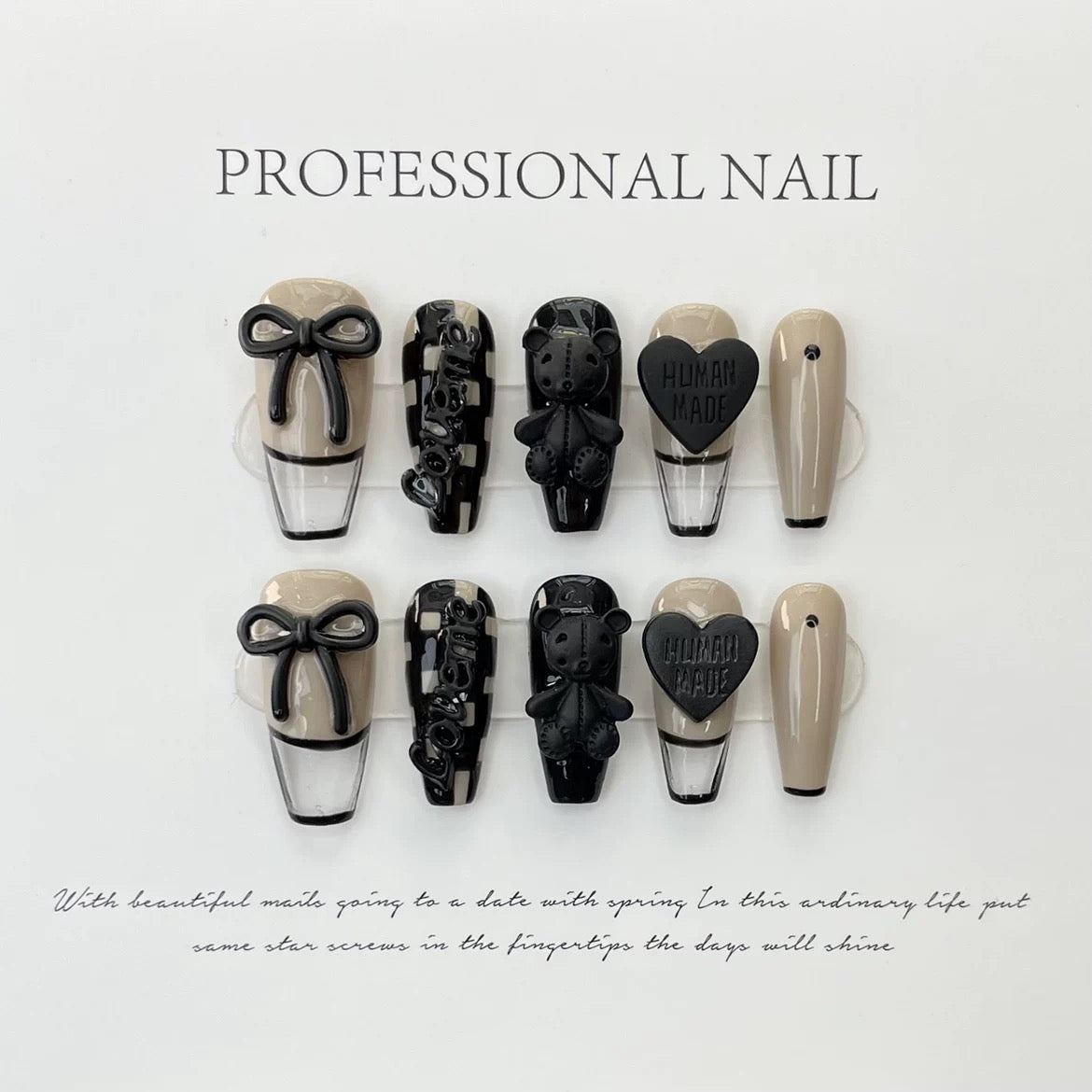 Black Bow Bear Press-on Nails