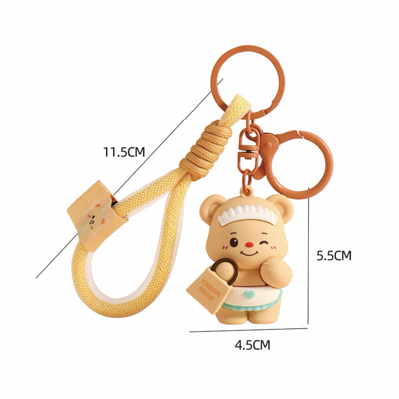 Adorable Cream Bear Keychain V Boutique Studio