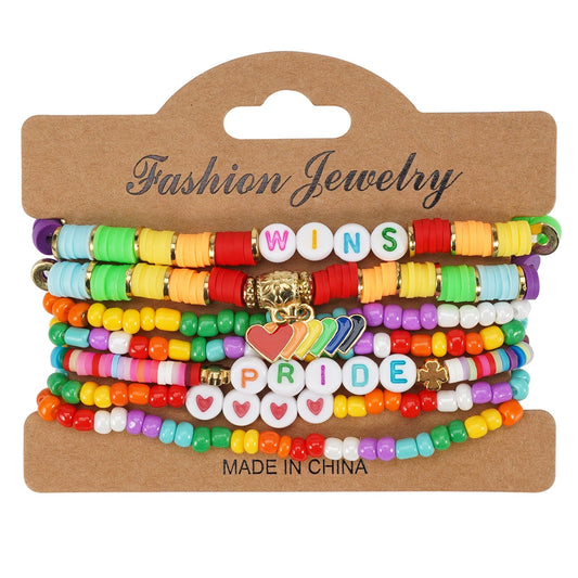 Pride Beaded Bracelet Stack – Rainbow Jewelry for Pride Month V Boutique Studio