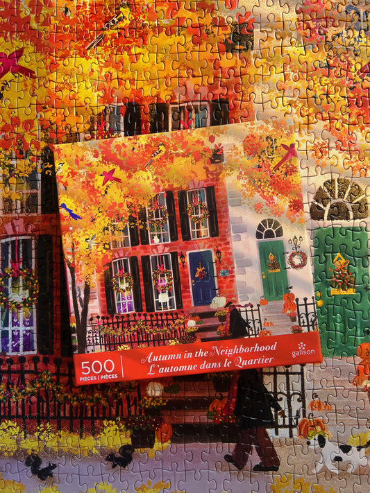 Galison Autumn in the Neighborhood 500 Piece Puzzle