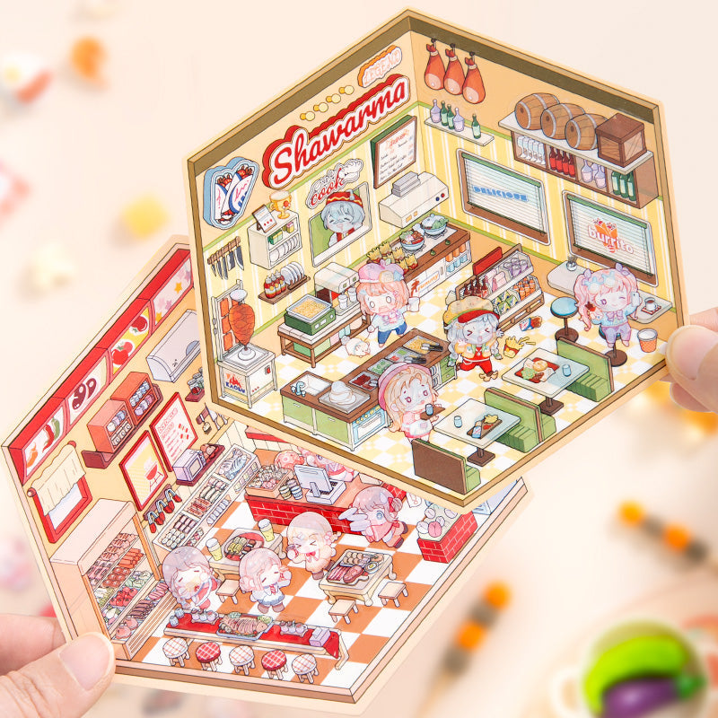 Mini Shop Room Stickers – 3D DIY Kit for Crafts & Journals