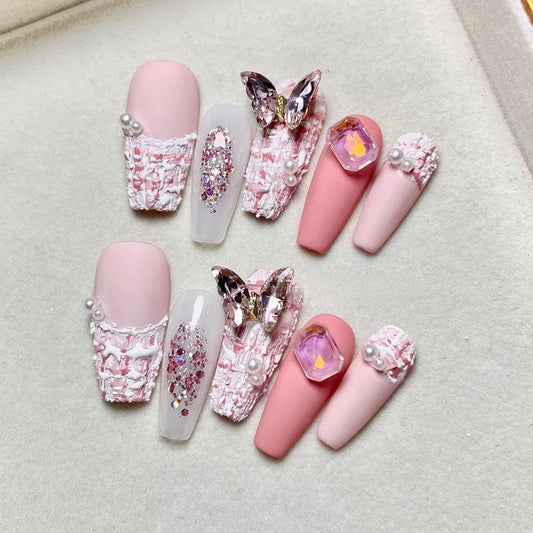 Butterfly Gem Ballet Press-on Nails V Boutique Studio-New