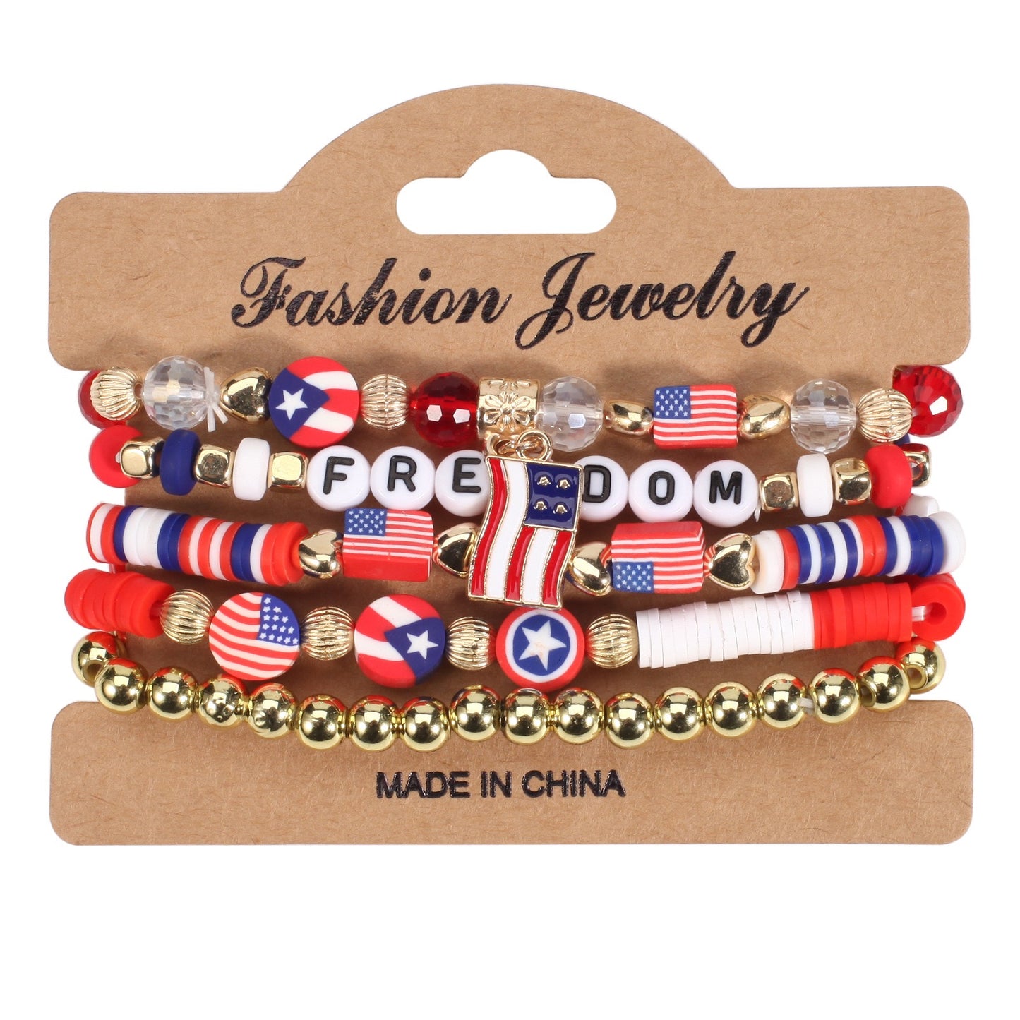 Patriotic Beaded Bracelet Stack – USA Red, White & Blue Jewelry