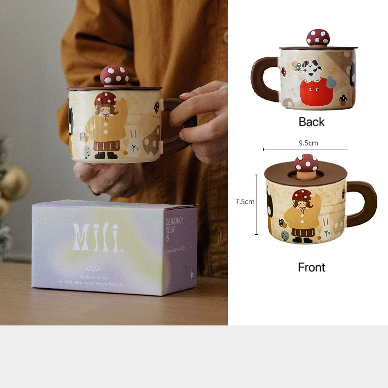 Retro Mushroom Girl Ceramic Mug