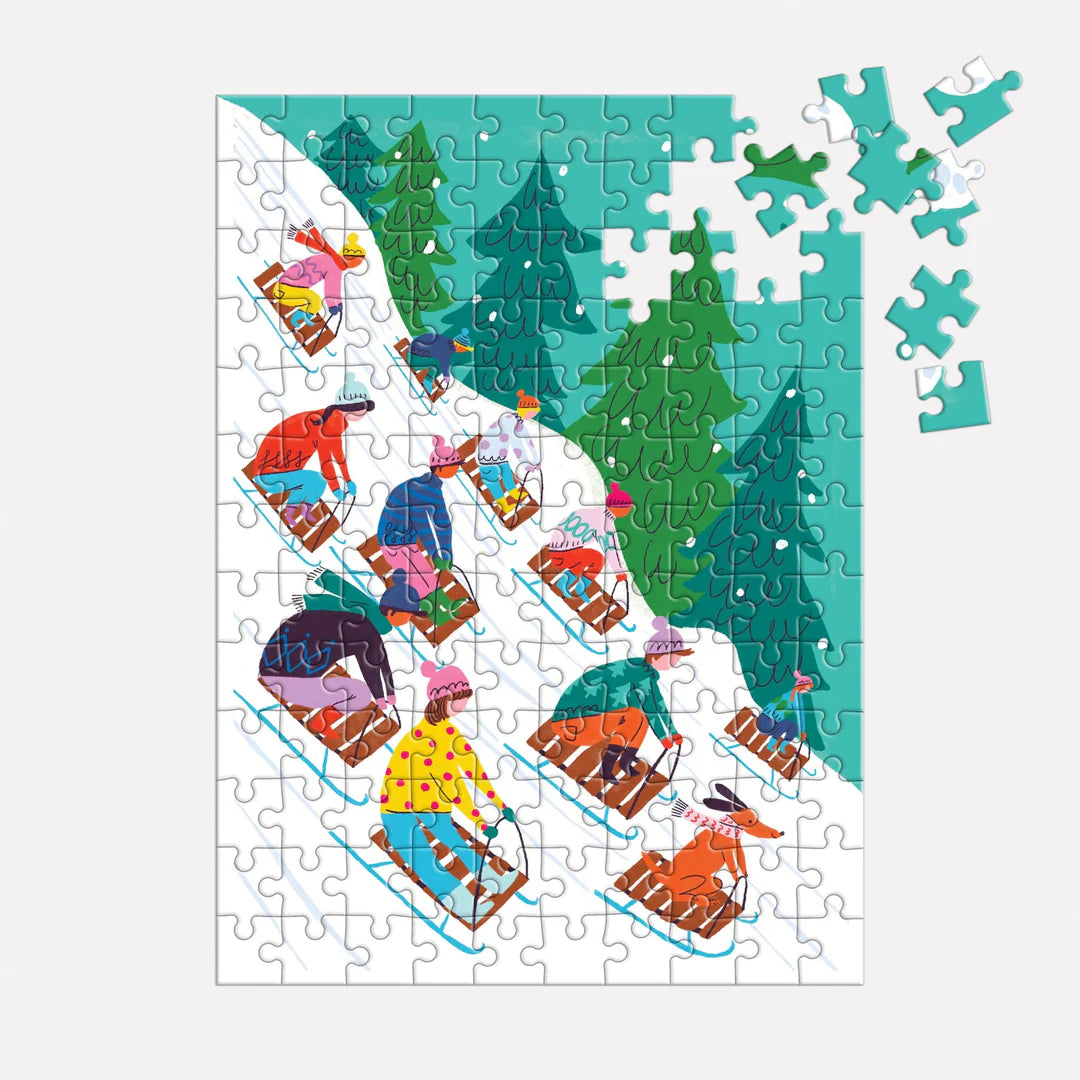 Winter Sledding 130pc Puzzle Ornament Galison