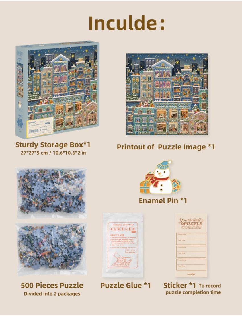 Merry Snowy Night 500 Pieces Foil Puzzle