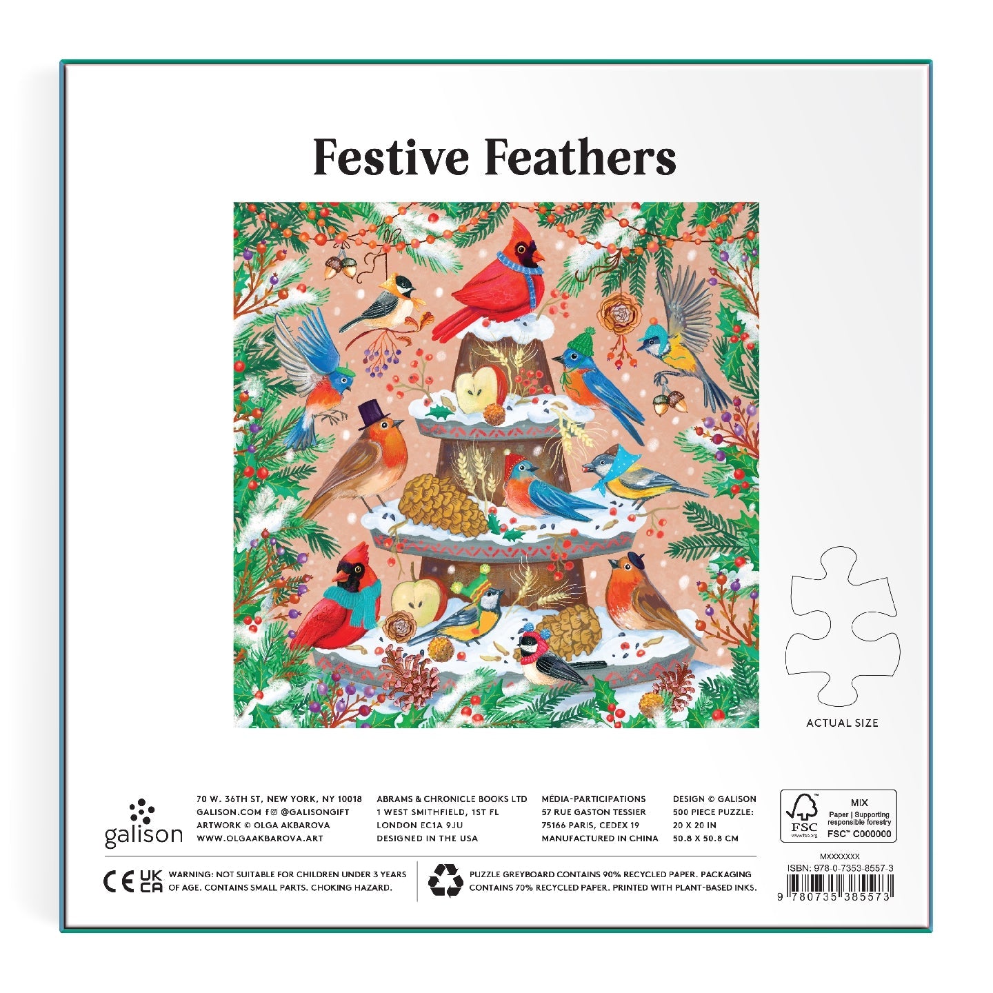Festive Feathers 500 Piece Foil Puzzle Galison