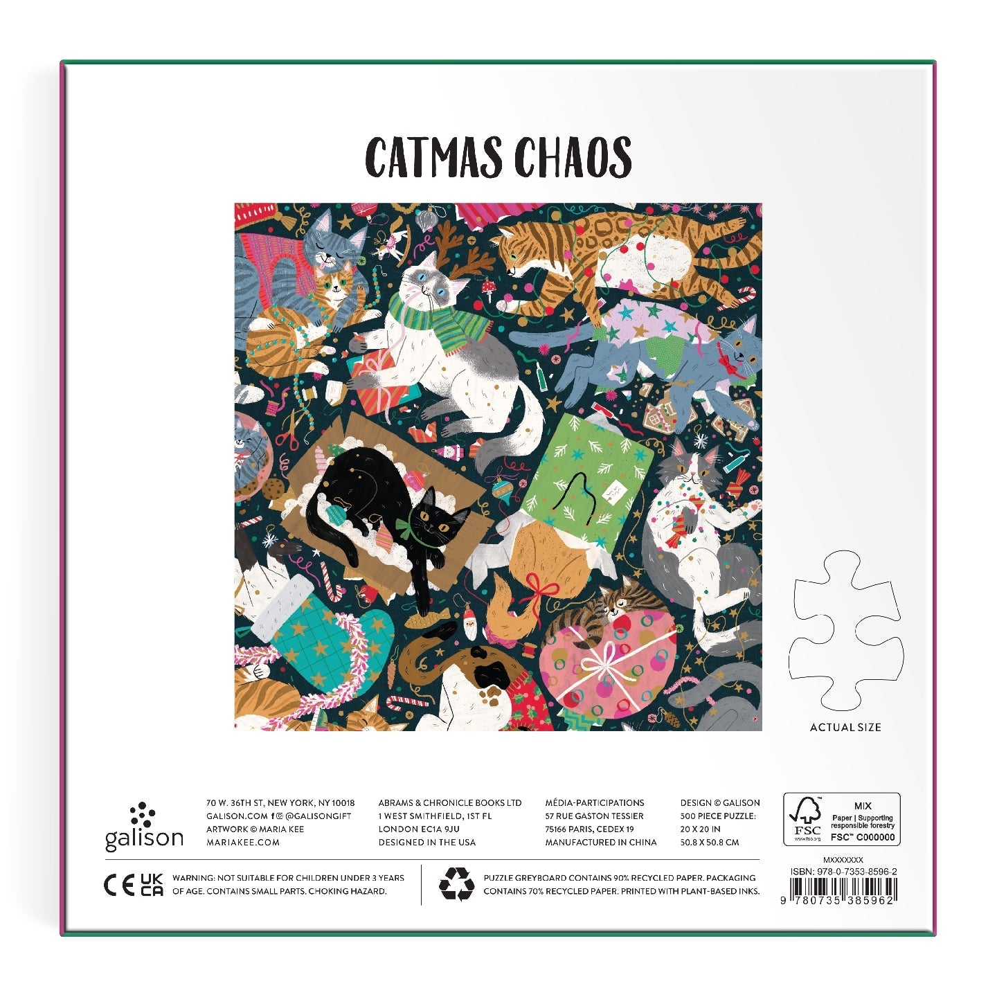 Catmas Chaos 500 Piece Foil Puzzle Galison