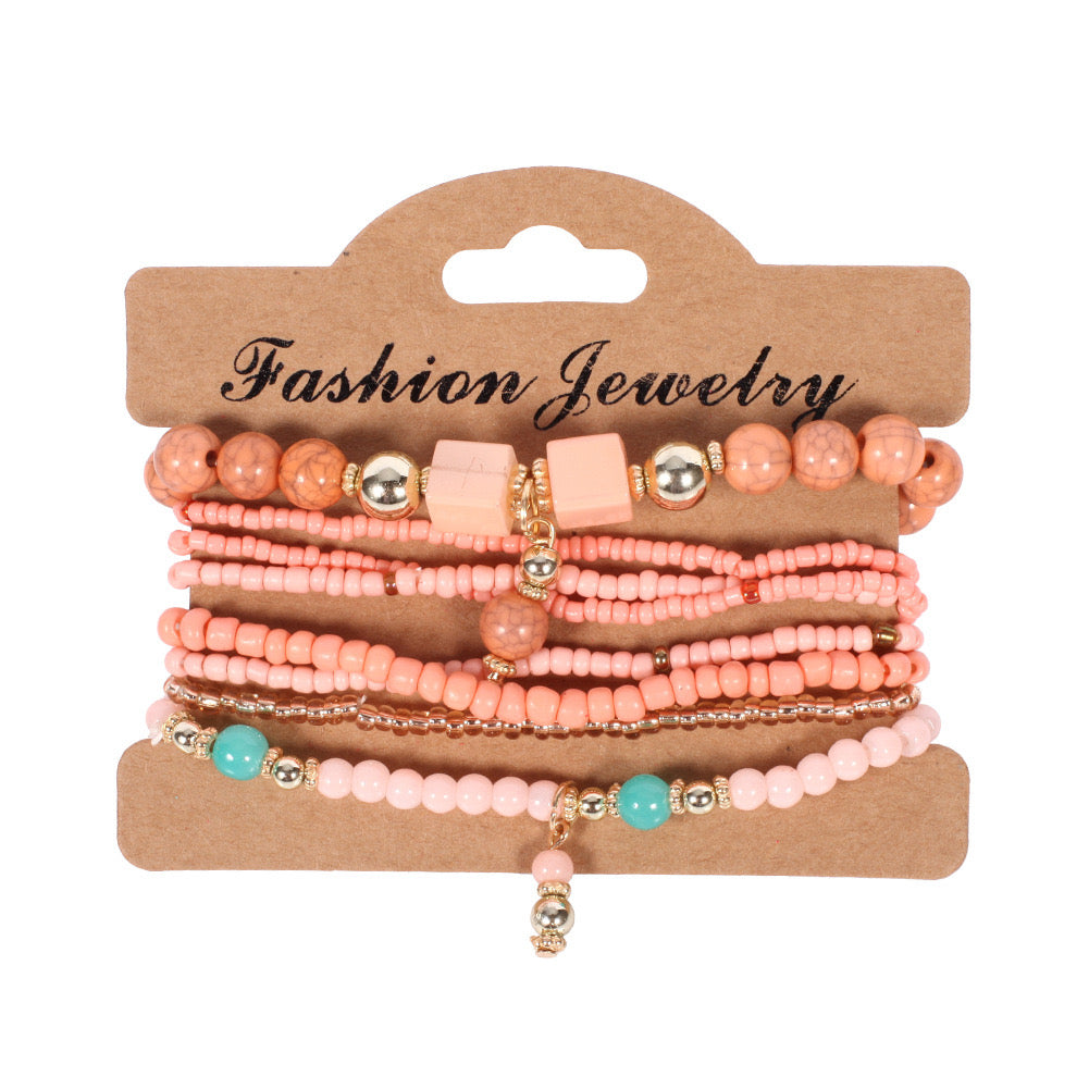Beaded Bracelet Stack – Multi-Layer Colorful Jewelry for Women