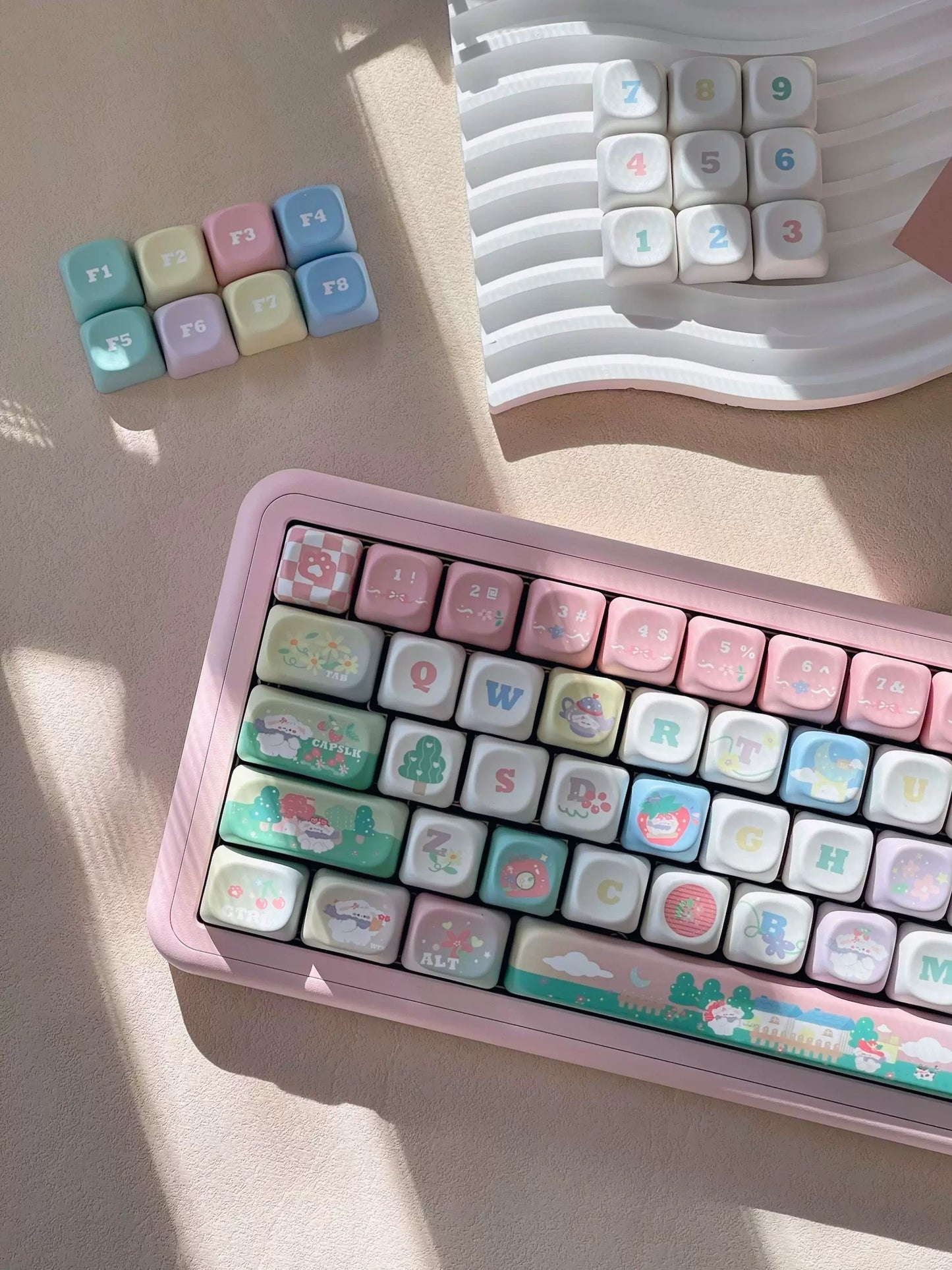 Dreamy Bunny Keycaps – XOA Profile PBT Set for Mechanical Keyboards